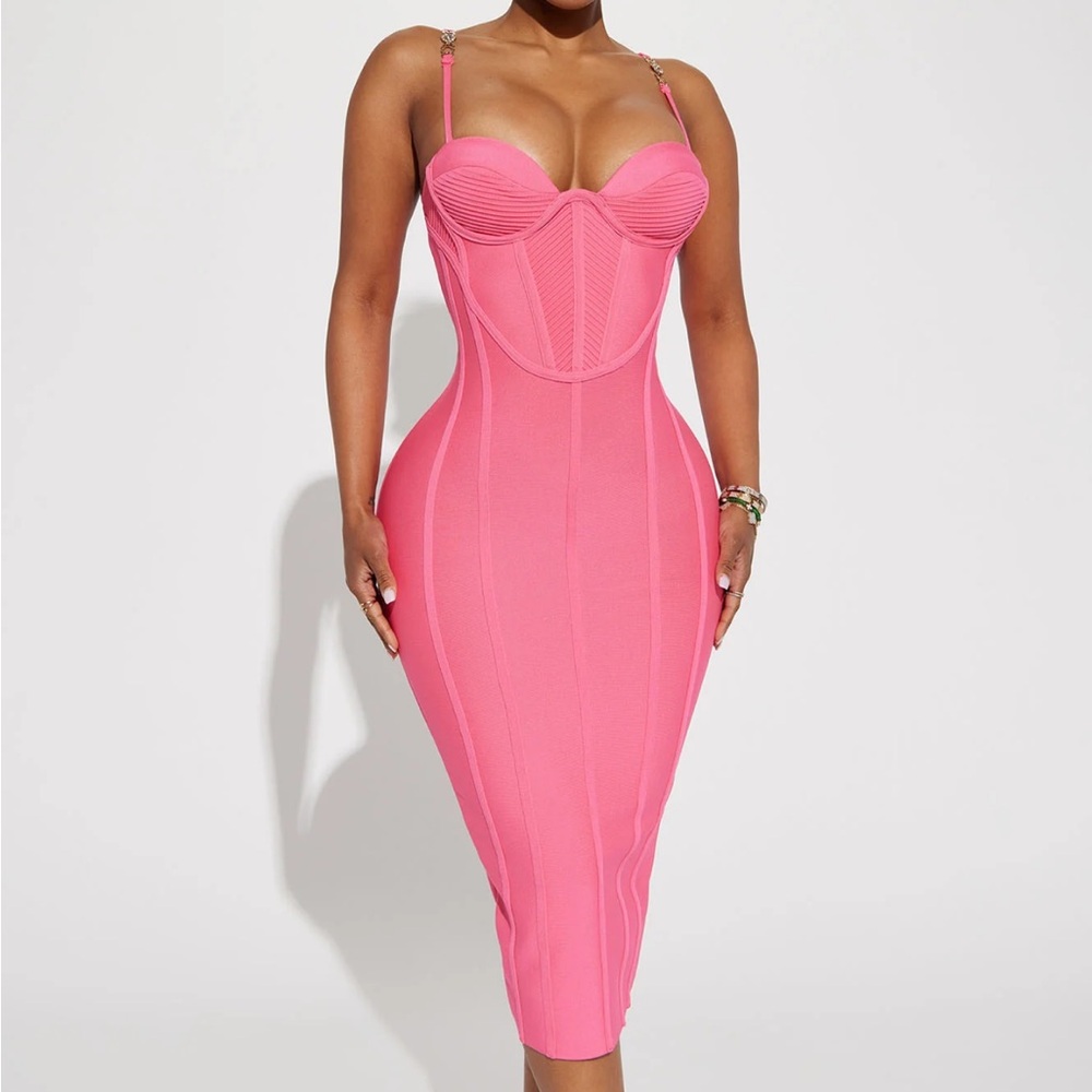 Pink Bandage Midi Dress
